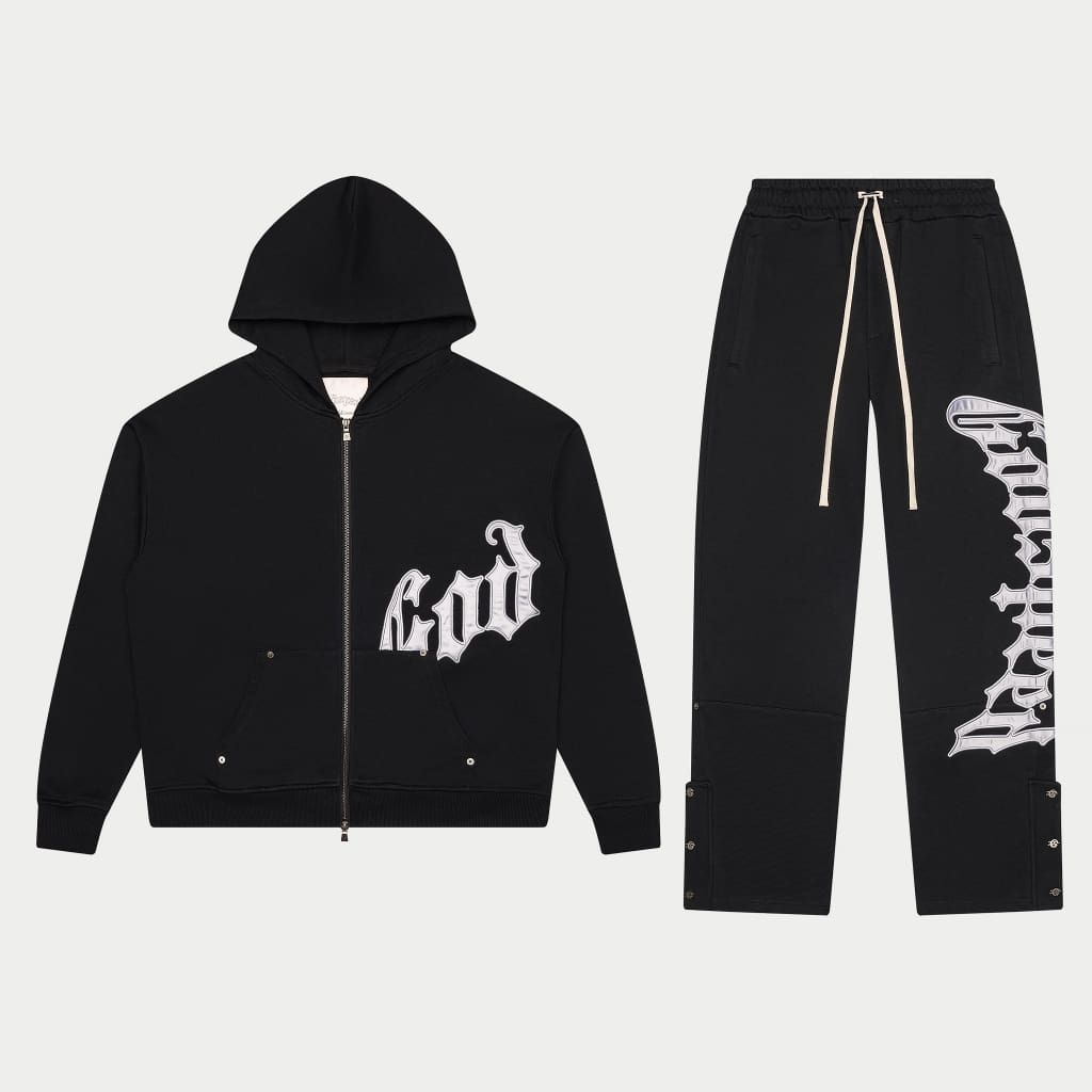 Godspeed- OG Logo Sweatsuit V2 (Black/Silver Satin)