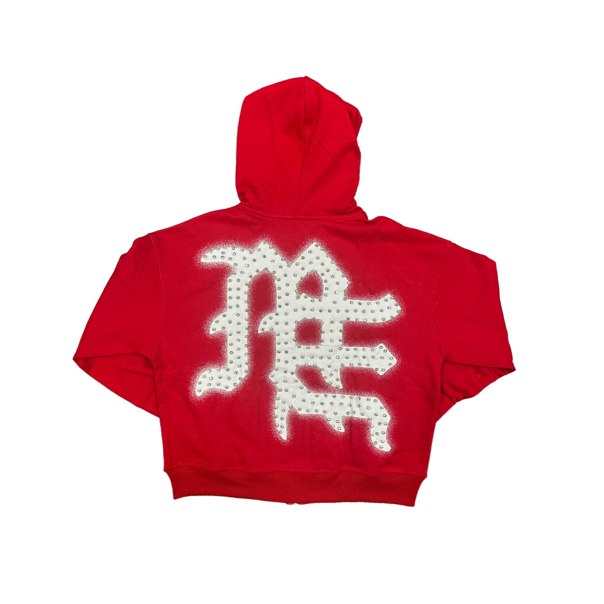 MIXED EMOTION - End Rhinestone hoodie (RED)