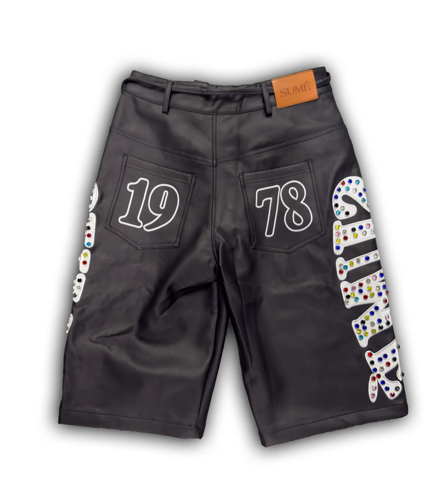 SUME - LEATHER GEMSTONE SHORTS