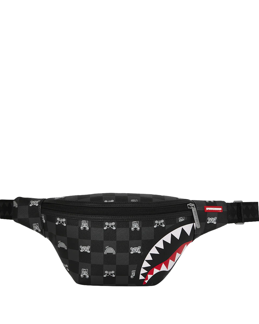 SPRAYGROUND - GRAY PEEKING / SHARK MOB HIDEOUT SAVVY CROSSBODY - 910B8912NSZ