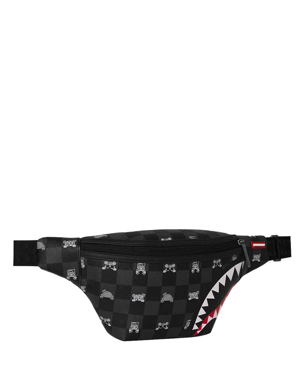 SPRAYGROUND - GRAY PEEKING / SHARK MOB HIDEOUT SAVVY CROSSBODY - 910B8912NSZ