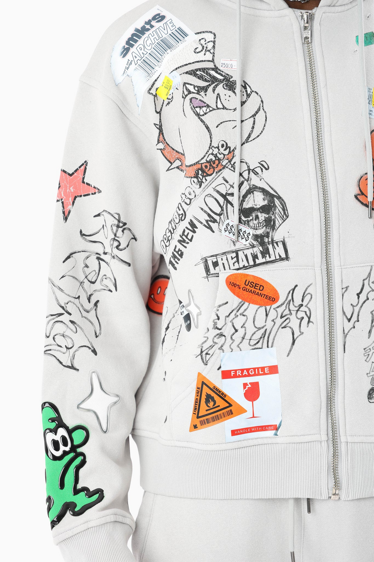 SMOKE RISE - DOODLE FLEECE ZIP HOODY
