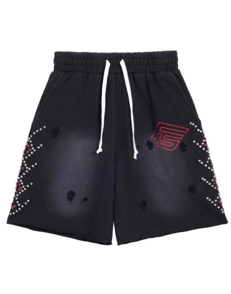 FOREVER SITUATED - RHINESTONE TERRY SHORTS