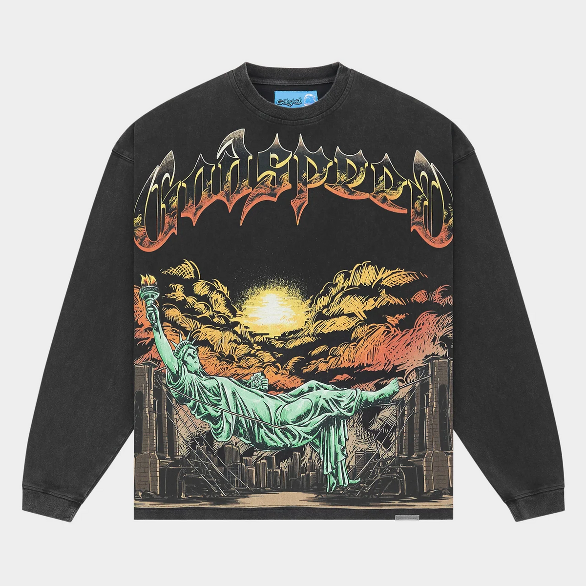 GODSPEED - BURNT BRIDGES II L/S TEE - BLK-WSH