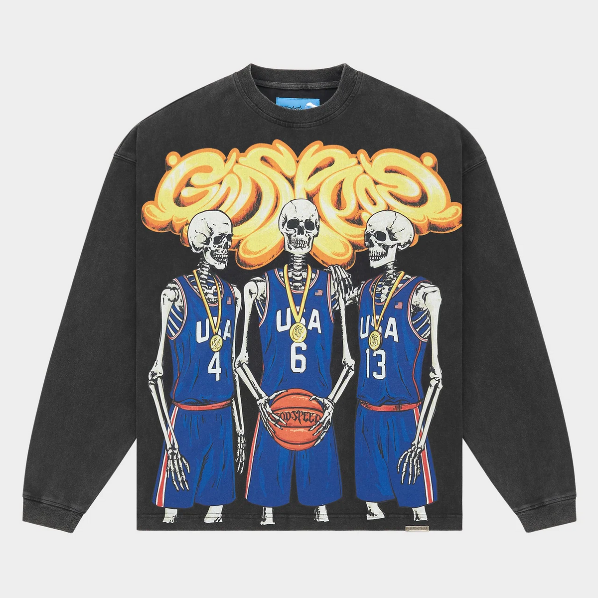 GODSPEED - DREAM TEAM II L/S TEE - BLK-WSH