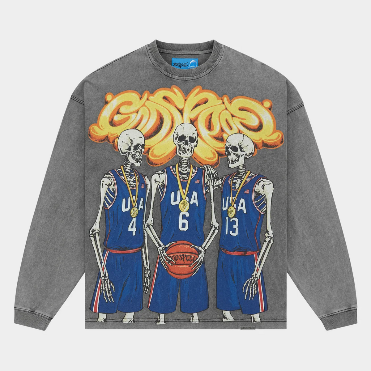 GODSPEED - DREAM TEAM II L/S TEE - GRY-WSH