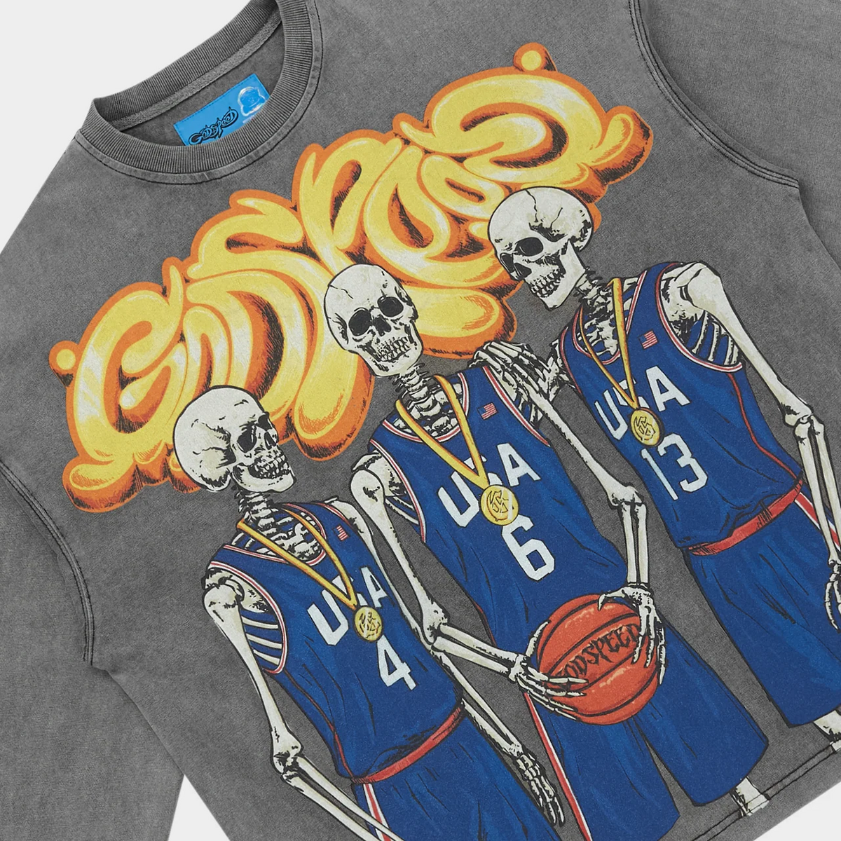 GODSPEED - DREAM TEAM II L/S TEE - GRY-WSH