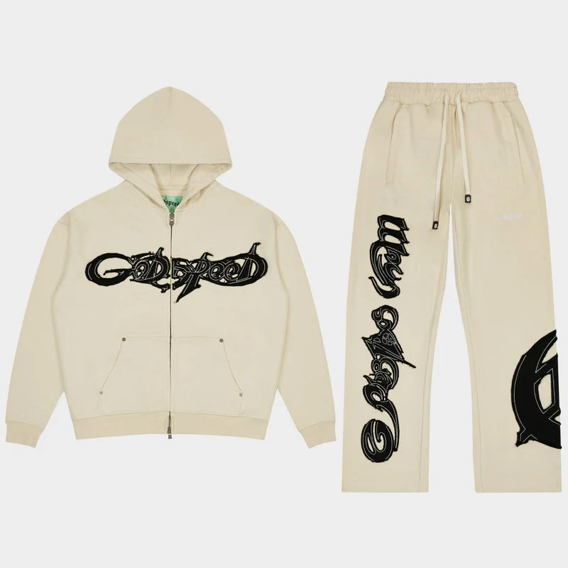 GODSPEED - RAW IMPORT SWEAT SET - BONE-BLACK
