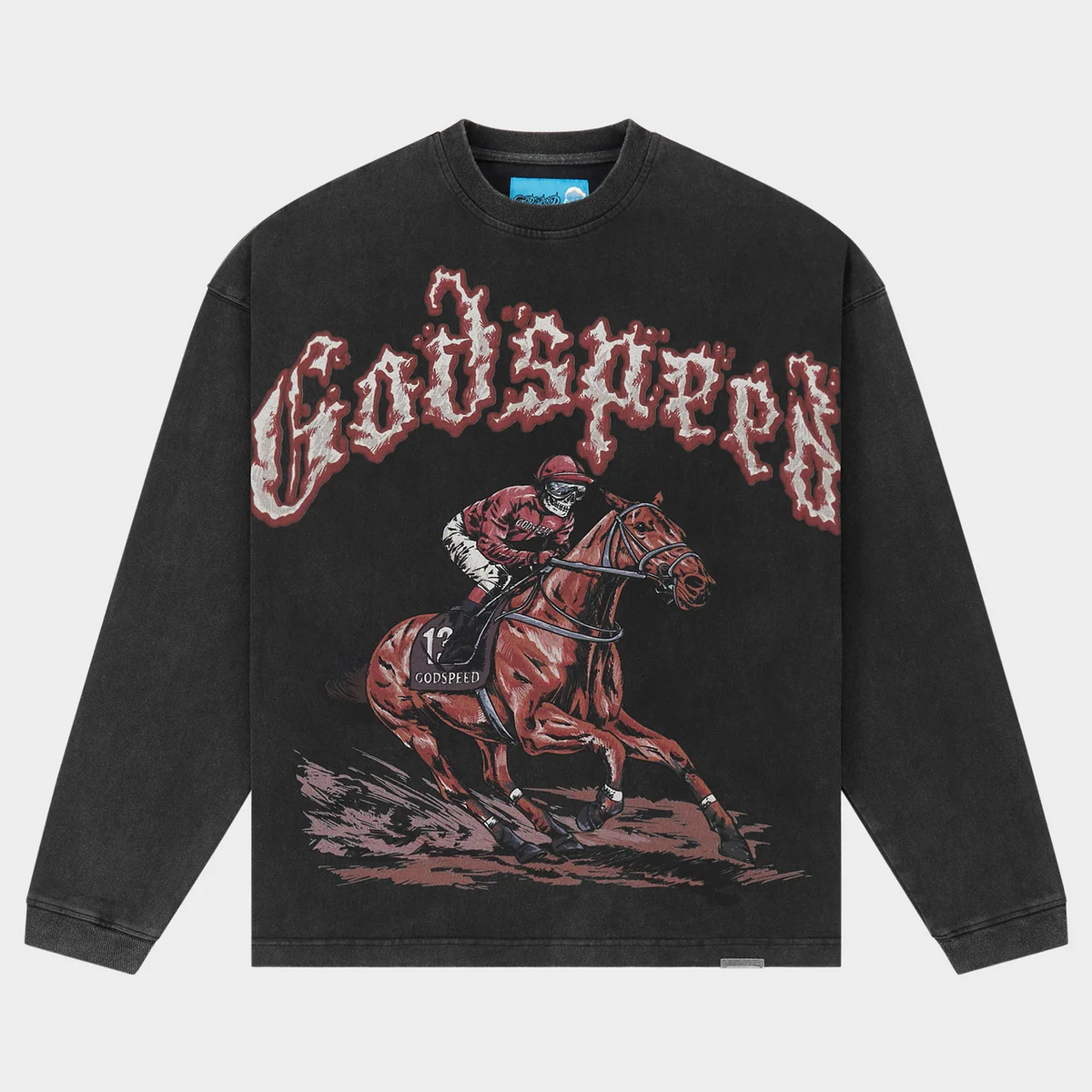 GODSPEED - THOROUGHBRED L/S TEE - BLK-WSH