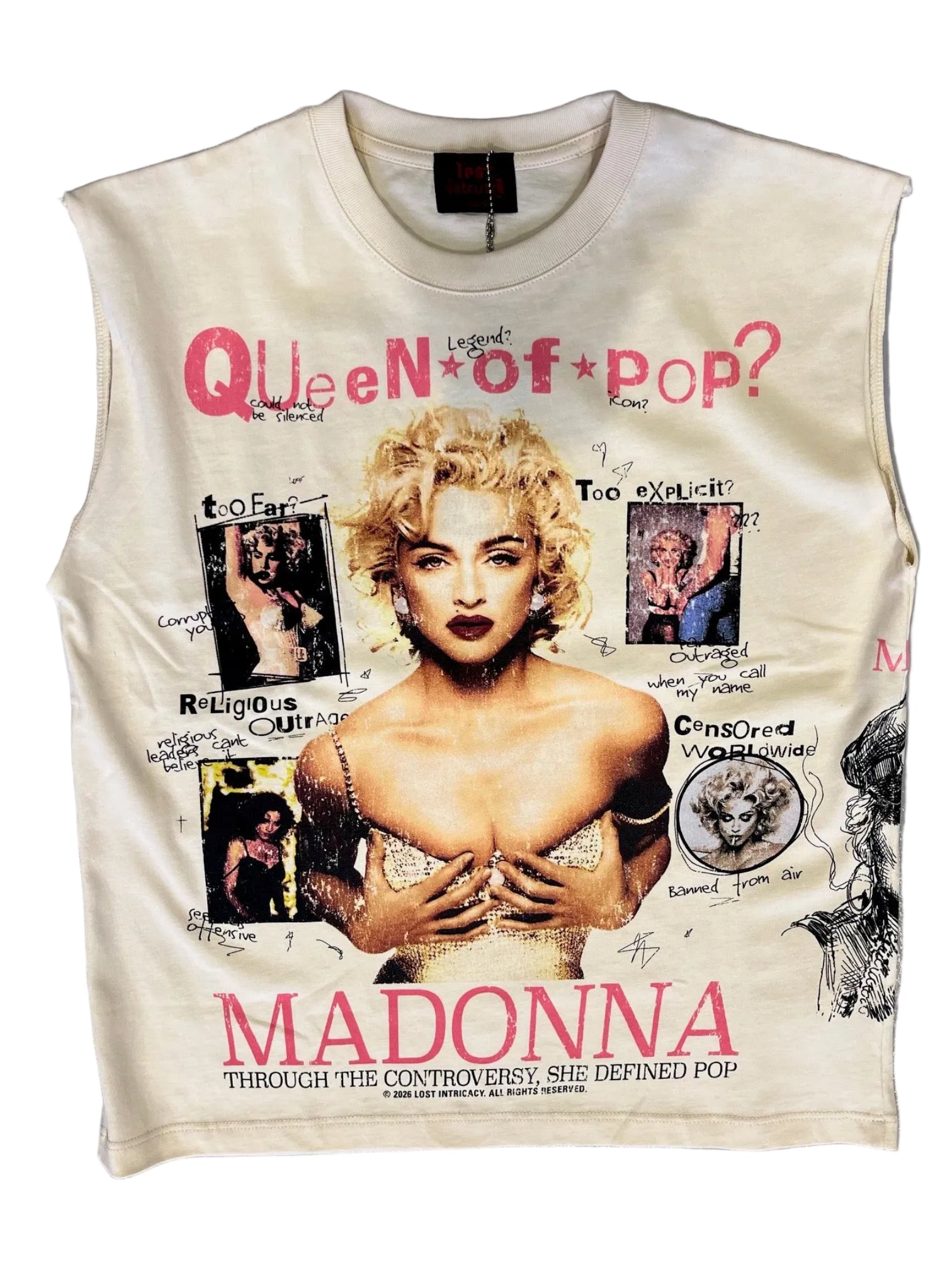 LOST INTRICACY - QUEEN OF POP CUTOFF TEE