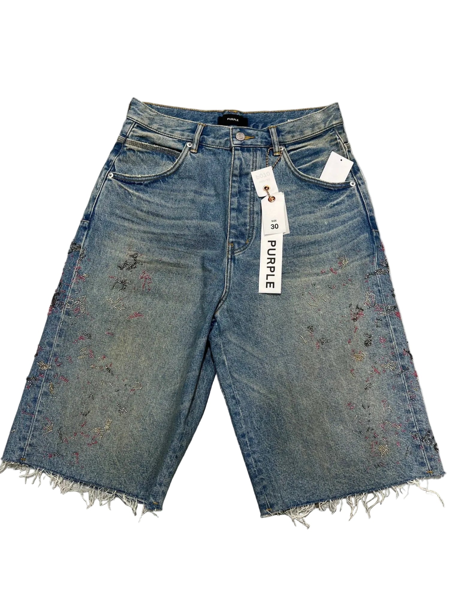 PURPLE - P070-UBSM  BEADED SPLATTER SHORT