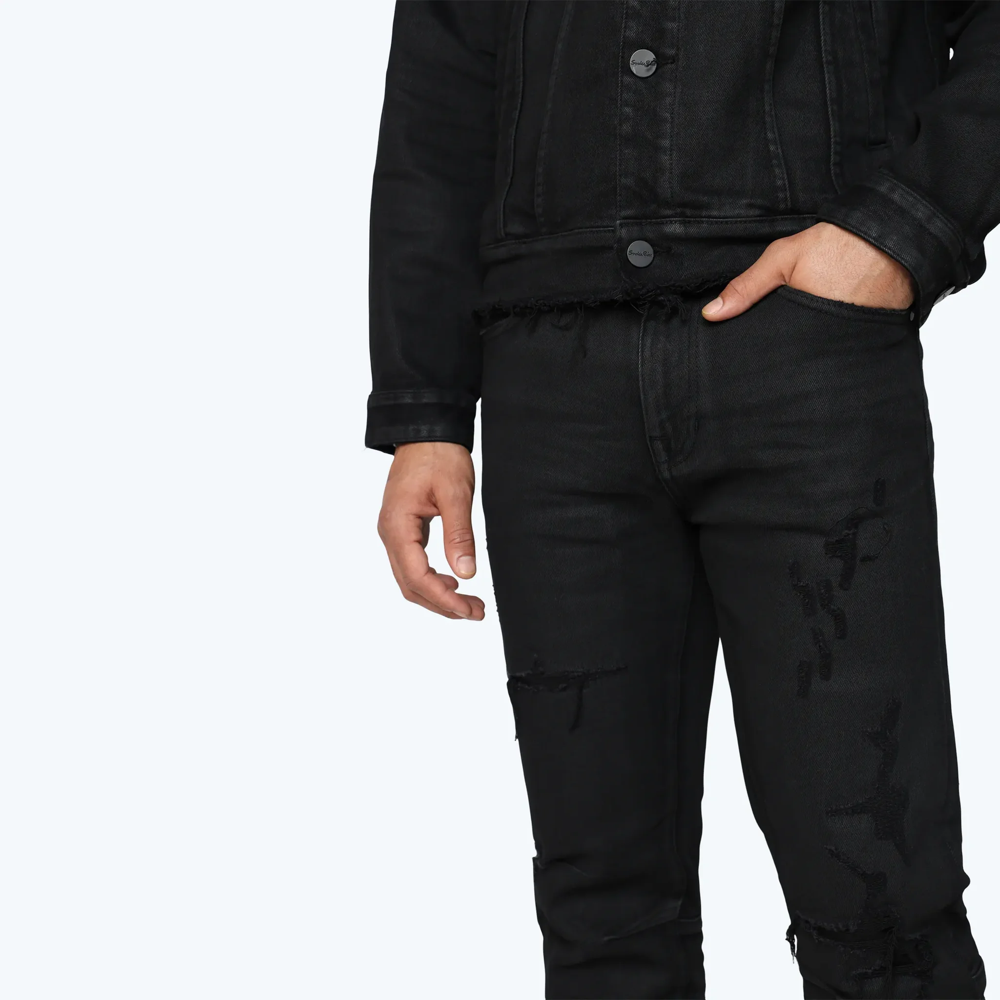 SMOKE RISE - HEAVY WHISKER EFFECT JEANS