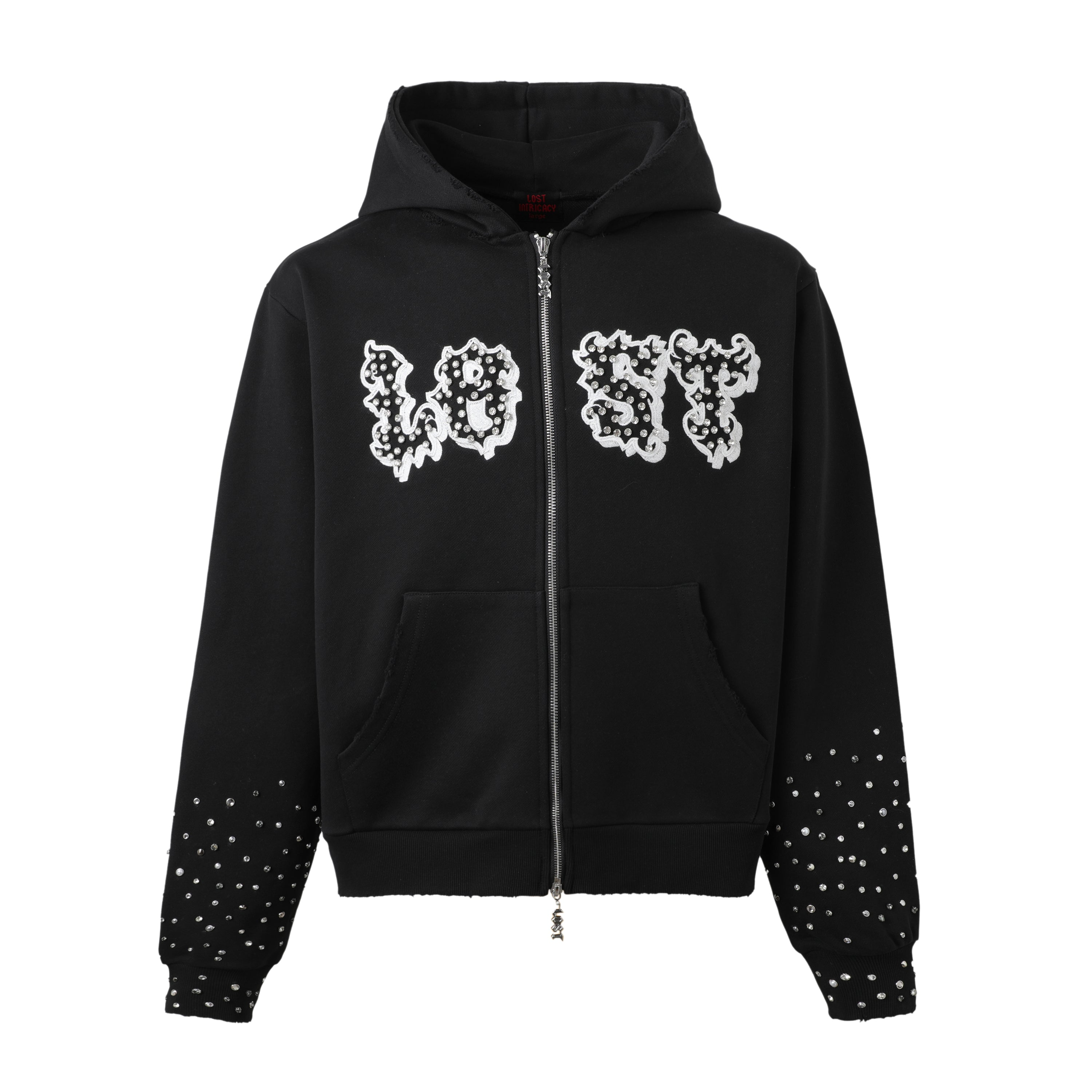 LOST INTRICACY - PATCH ZIP UP HOODIE (BLACK)