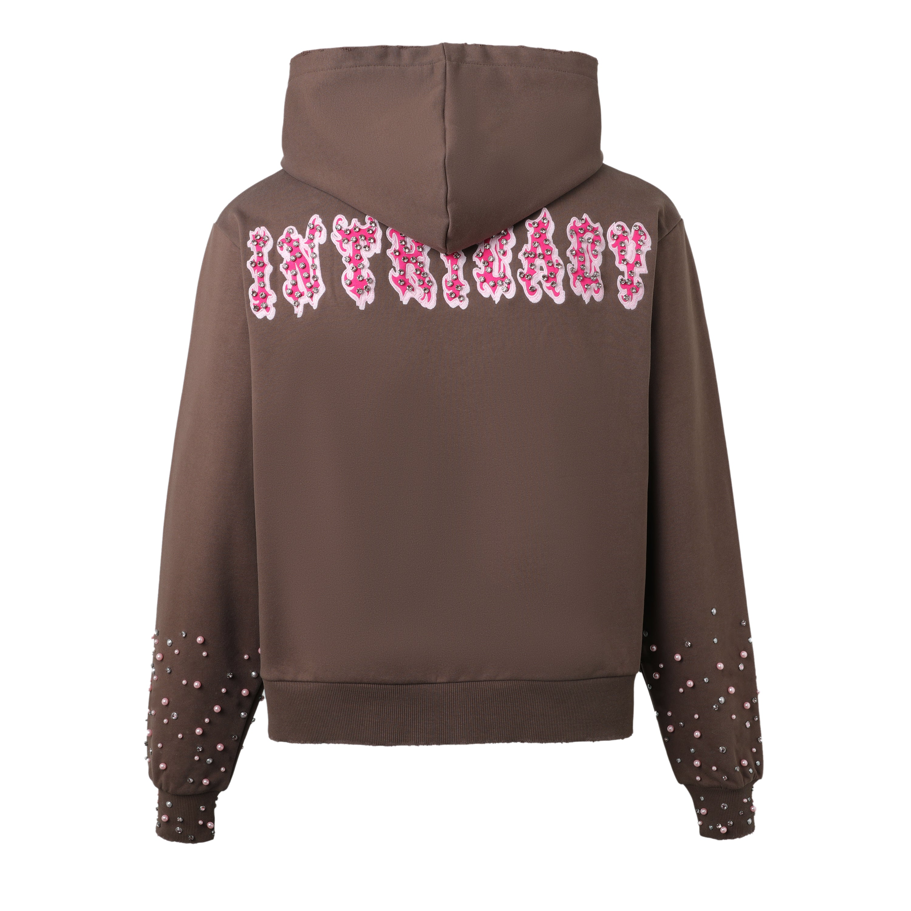 LOST INTRICACY - PATCH ZIP UP HOODIE (BROWN)