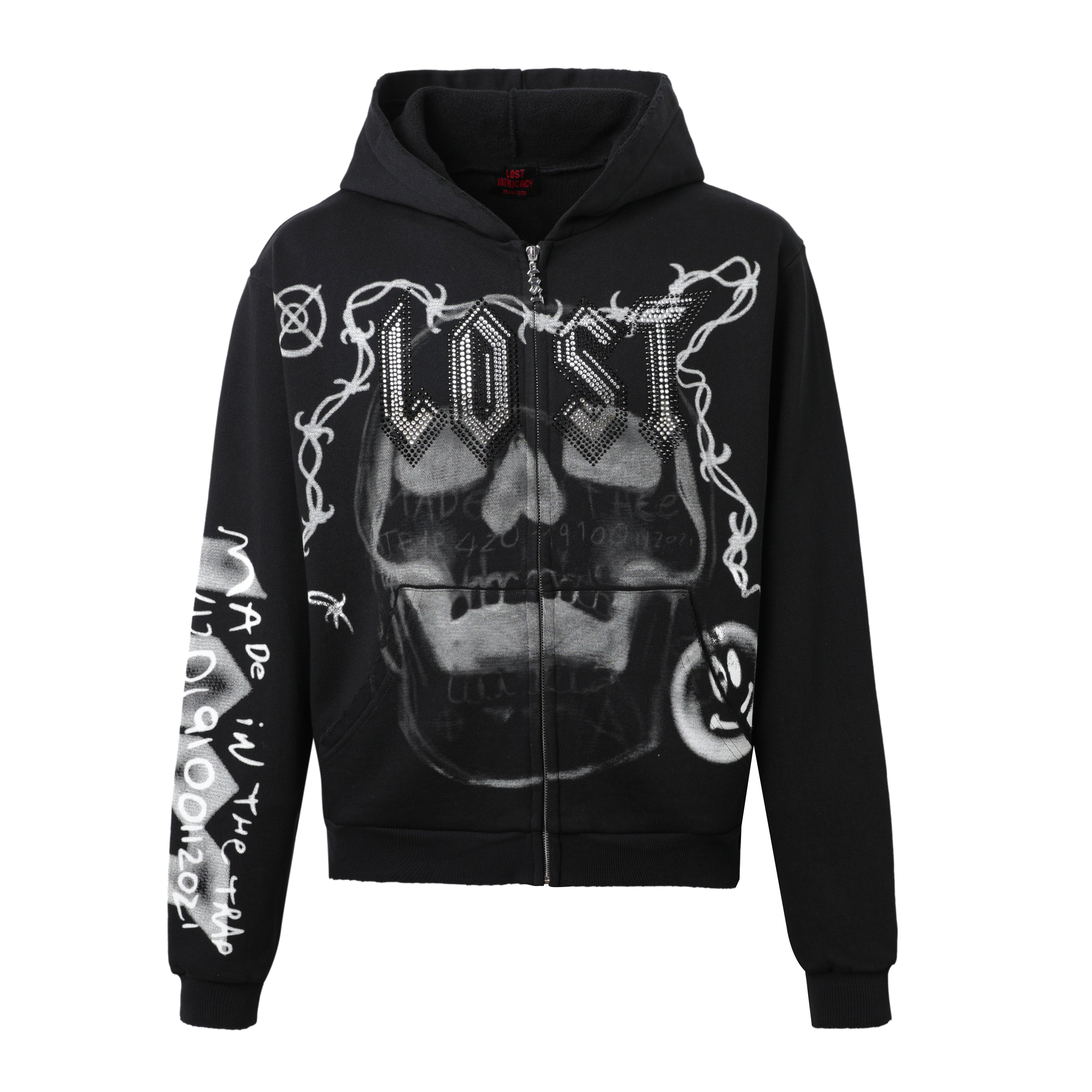 LOST INTRICACY - SKULL BOUND ZIP UP (BLACK/GREY)