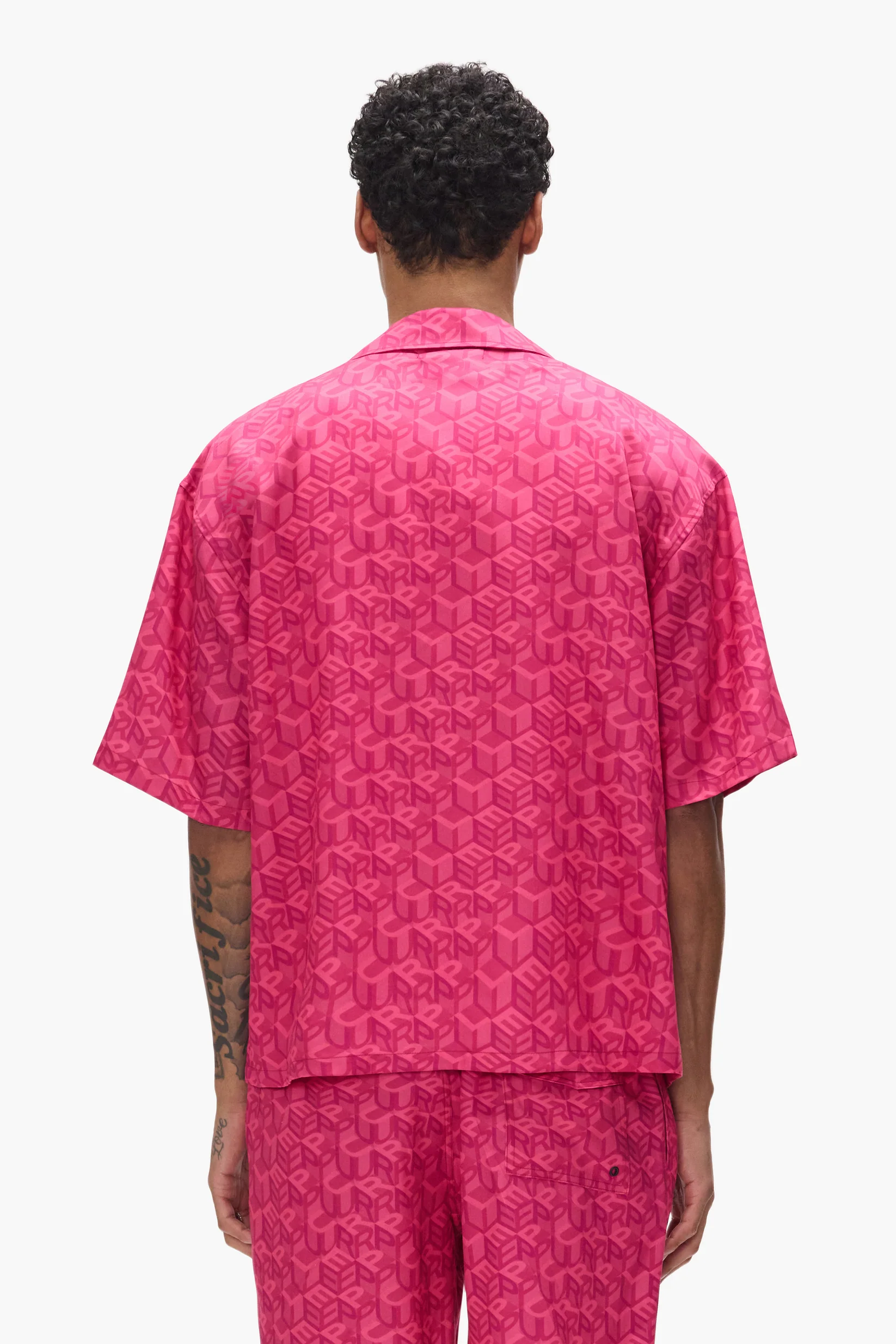 PURPLE - M3015-LYPD CUBE MONOGRAM SHIRT