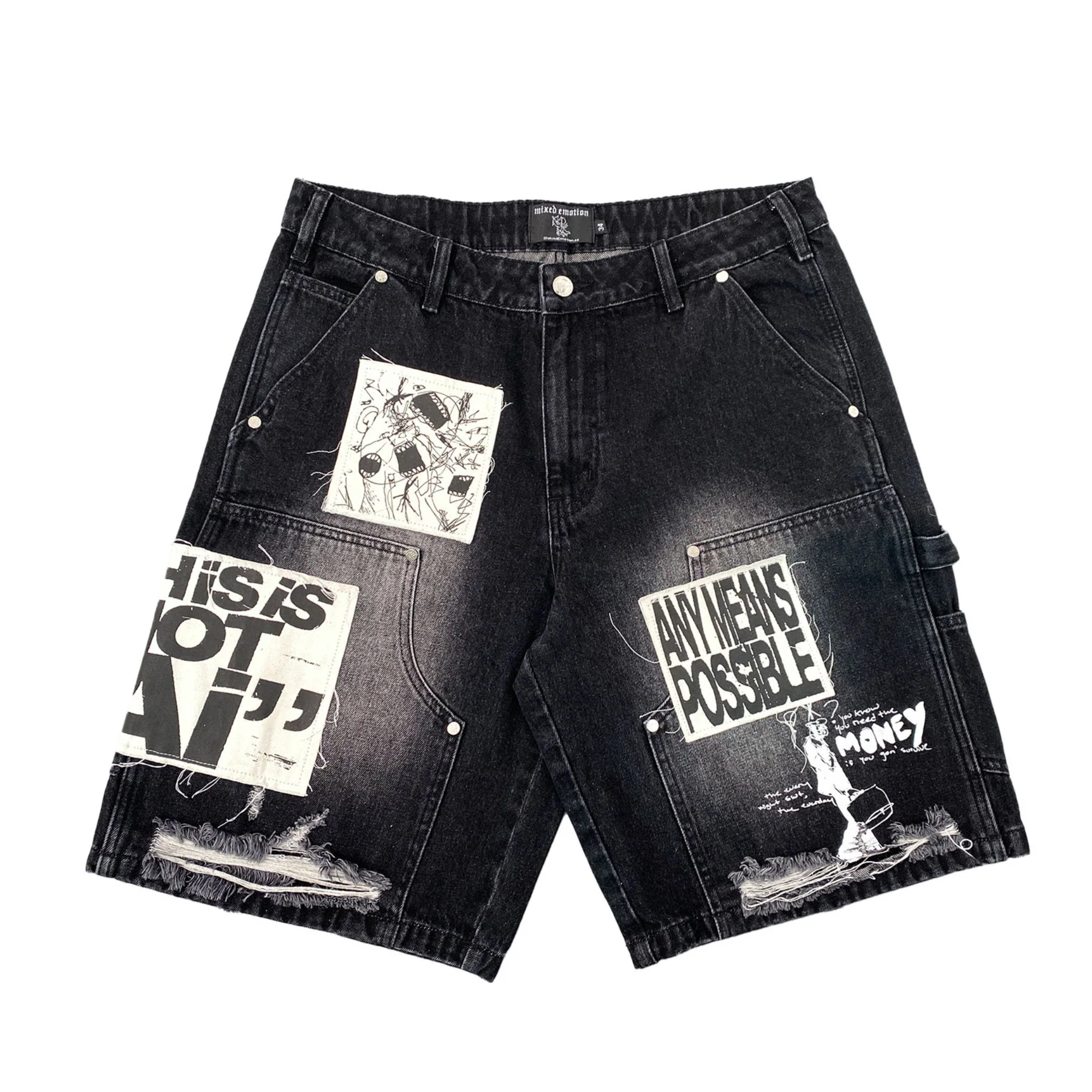 MIXED EMOTION - AI DENIM SHORTS