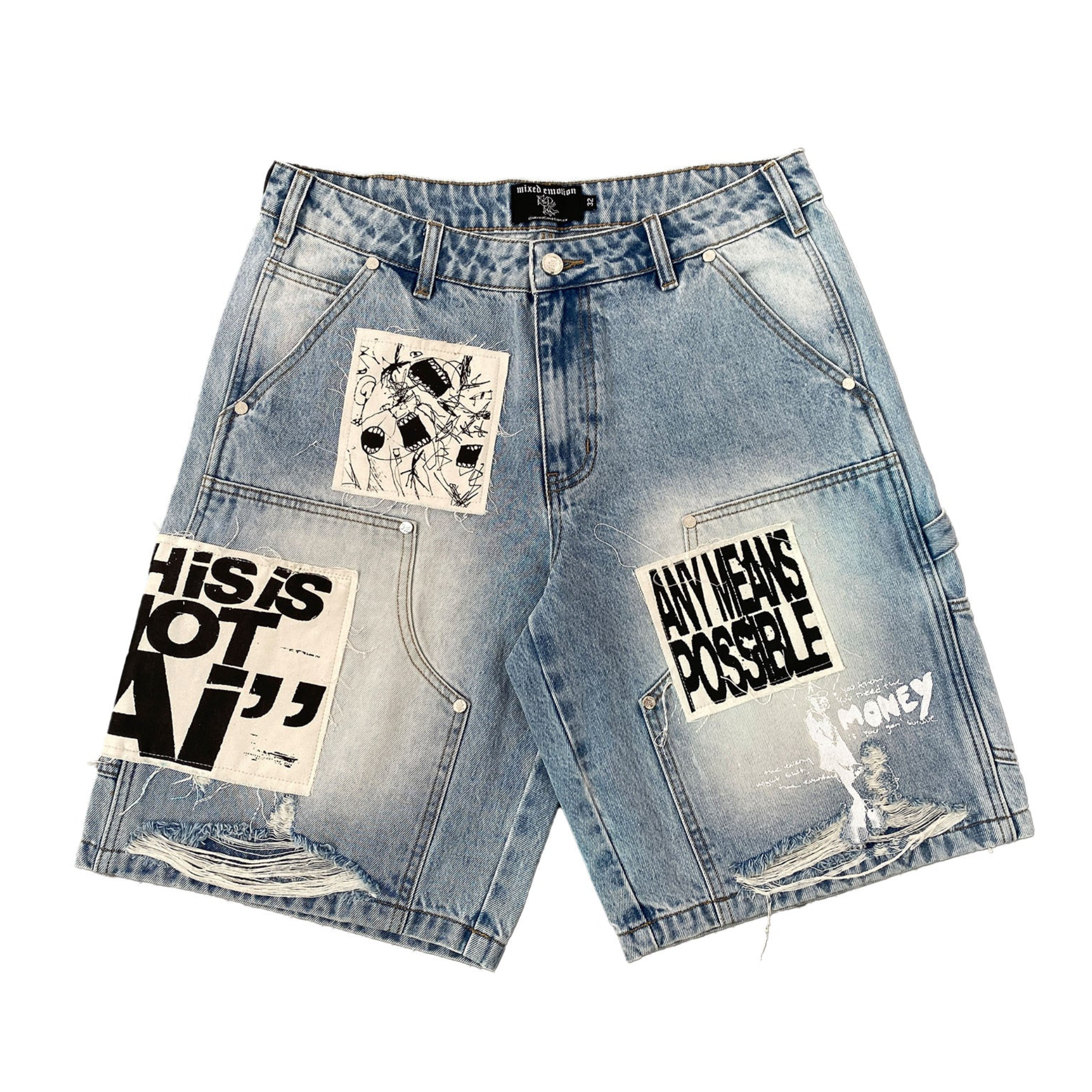 MIXED EMOTION - AI DENIM SHORTS