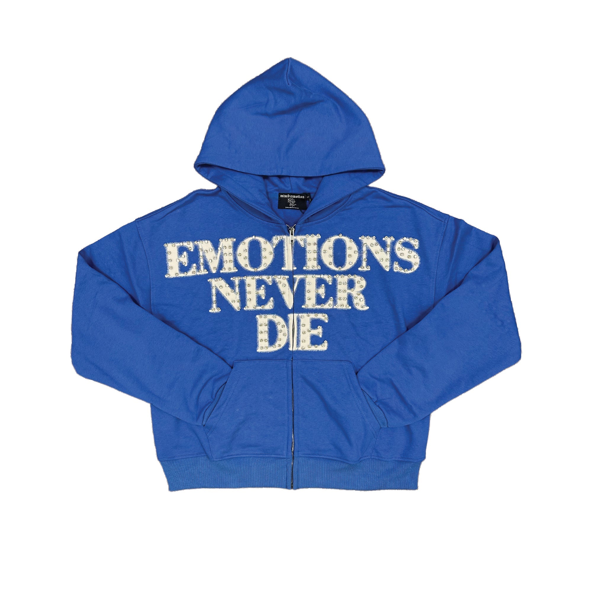 MIXED EMOTION - End Rhinestone hoodie (BLUE)
