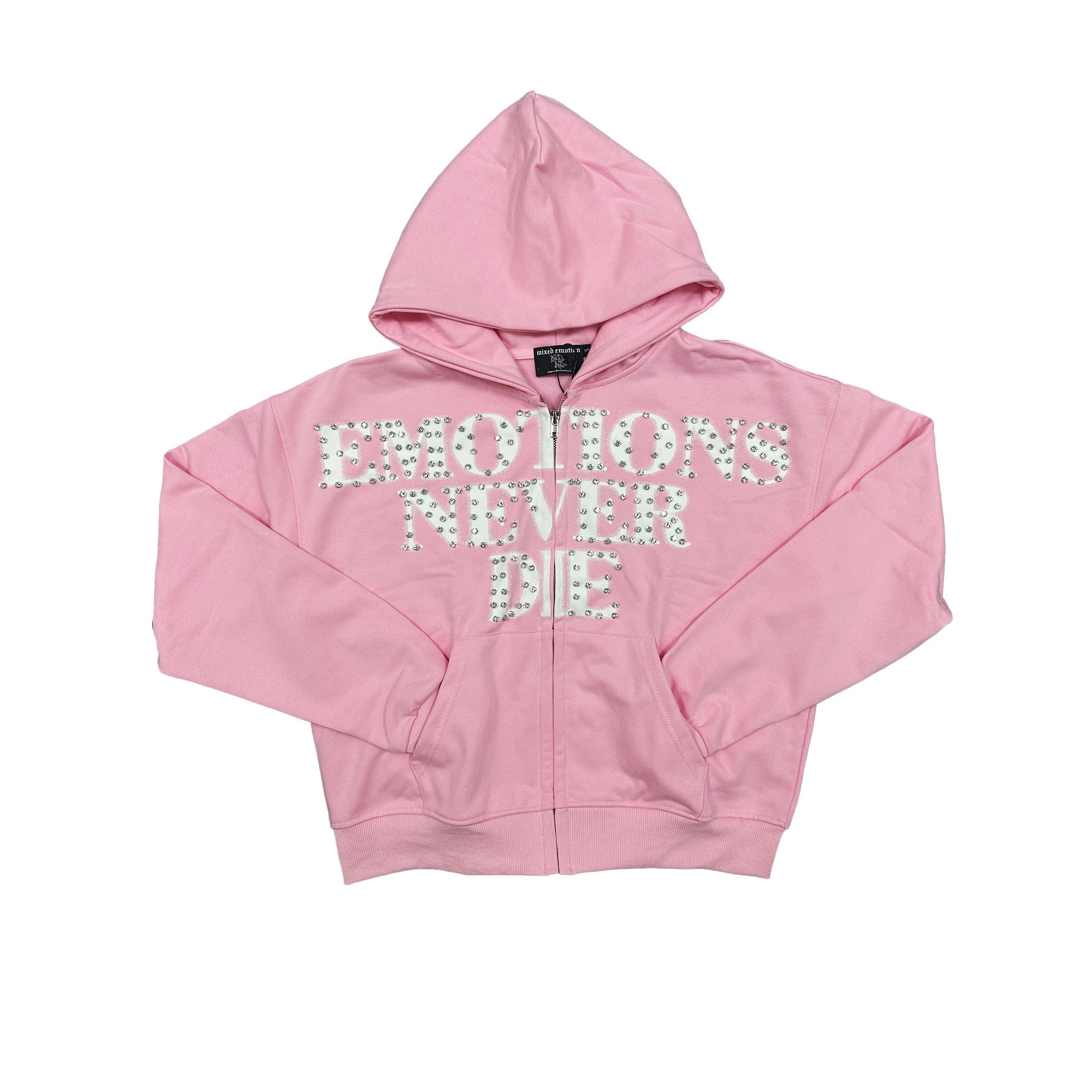 MIXED EMOTION - End Rhinestone hoodie (PINK)
