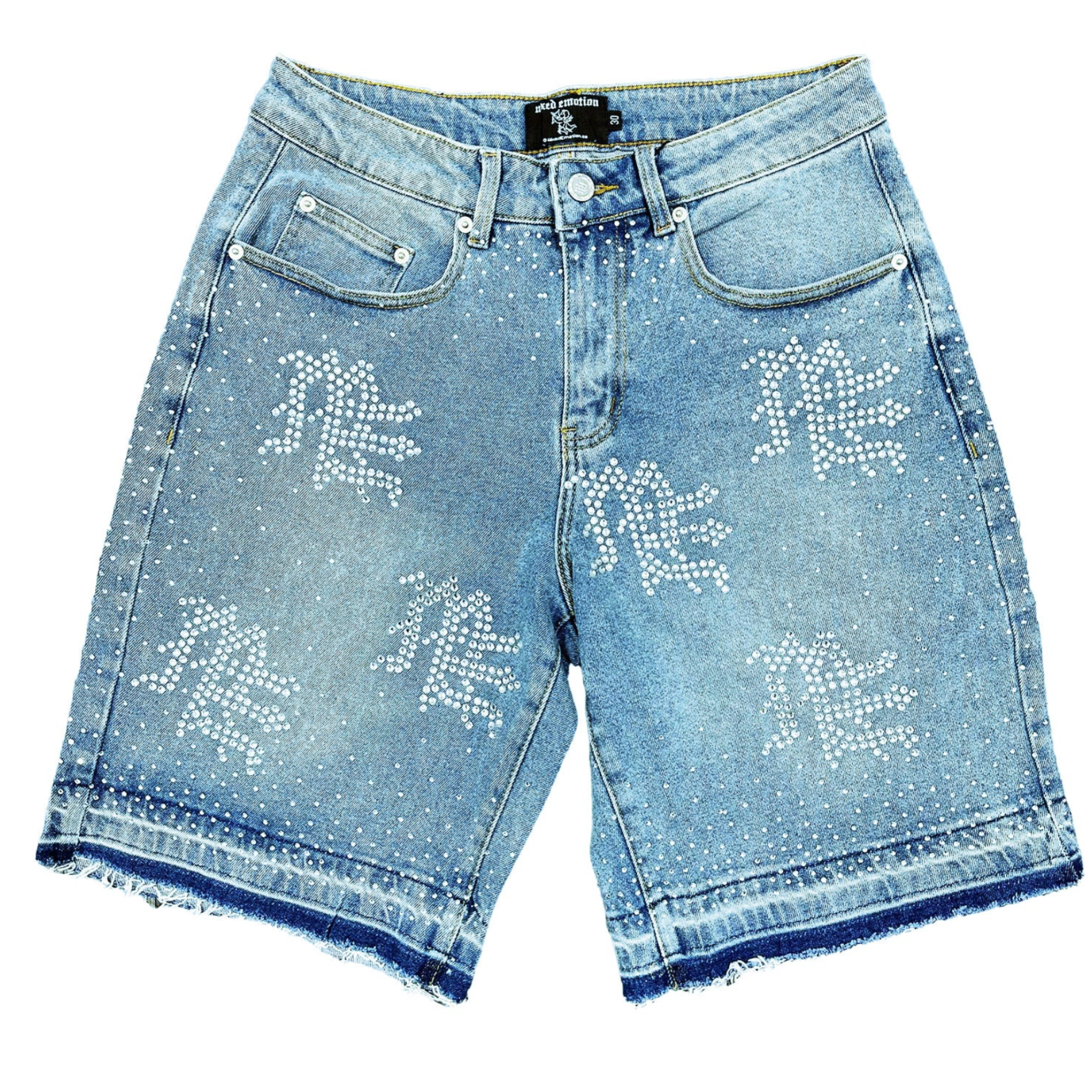 MIXED EMOTION - ME RHINESTONE DENIM SHORTS