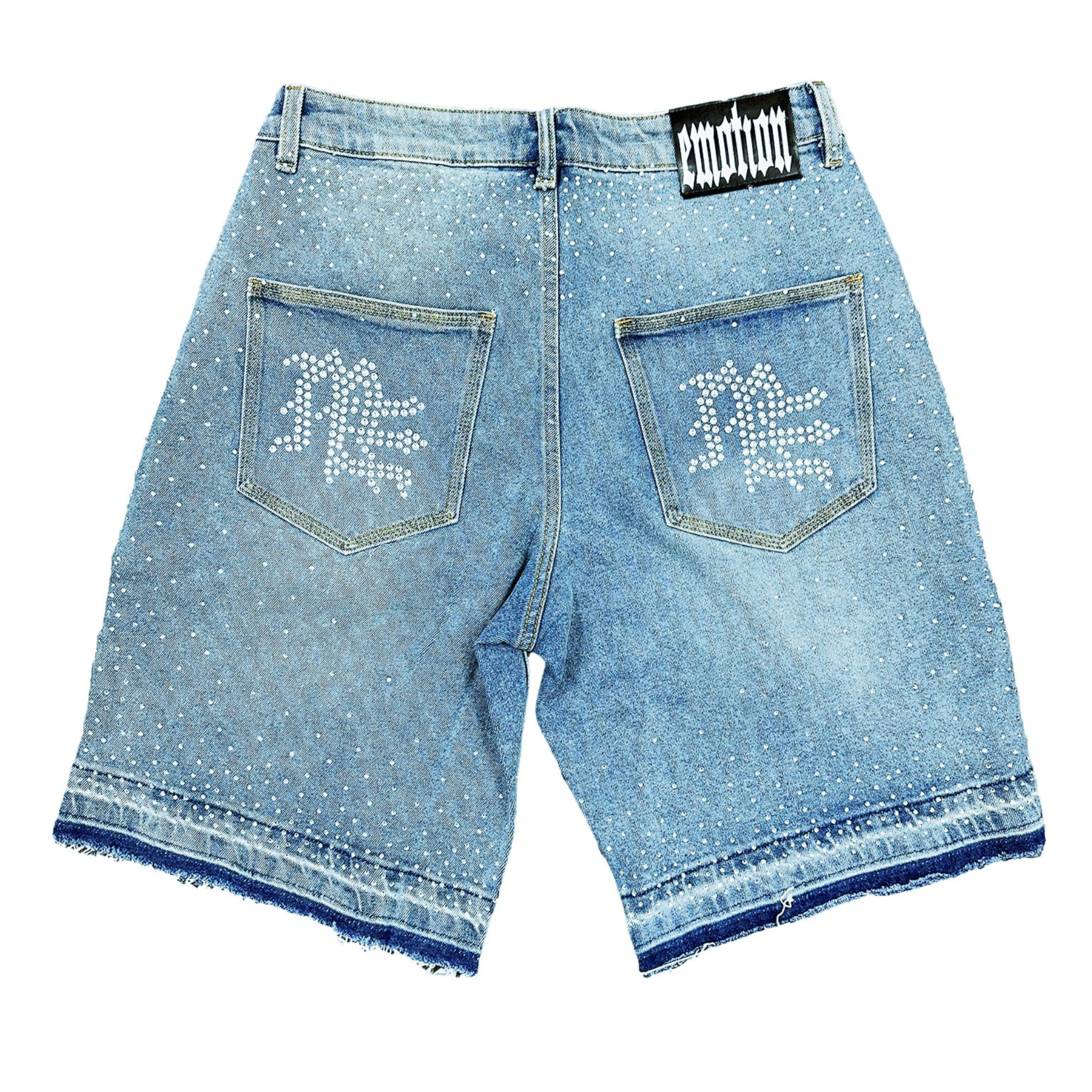 MIXED EMOTION - ME RHINESTONE DENIM SHORTS