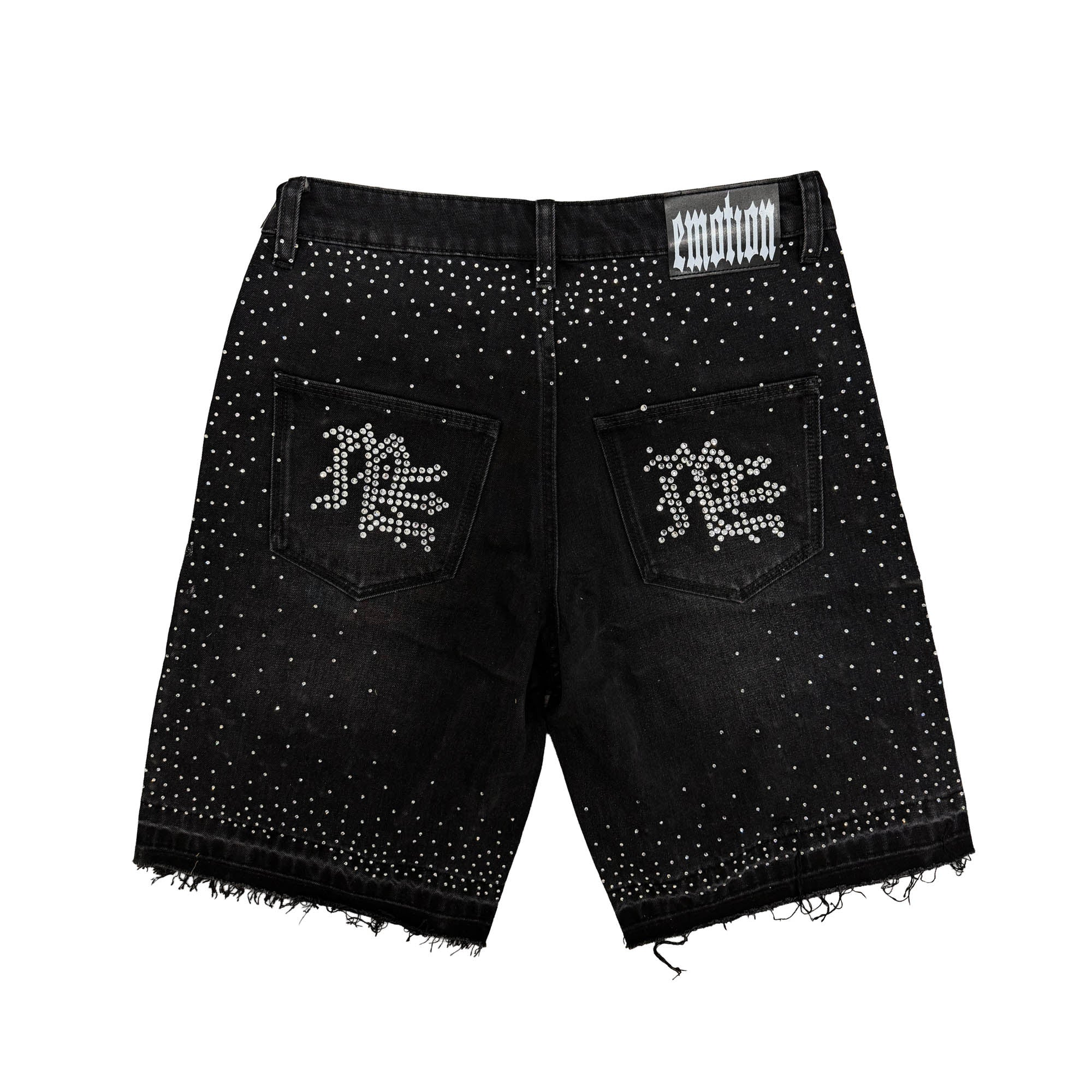 MIXED EMOTION - ME RHINESTONE DENIM SHORTS