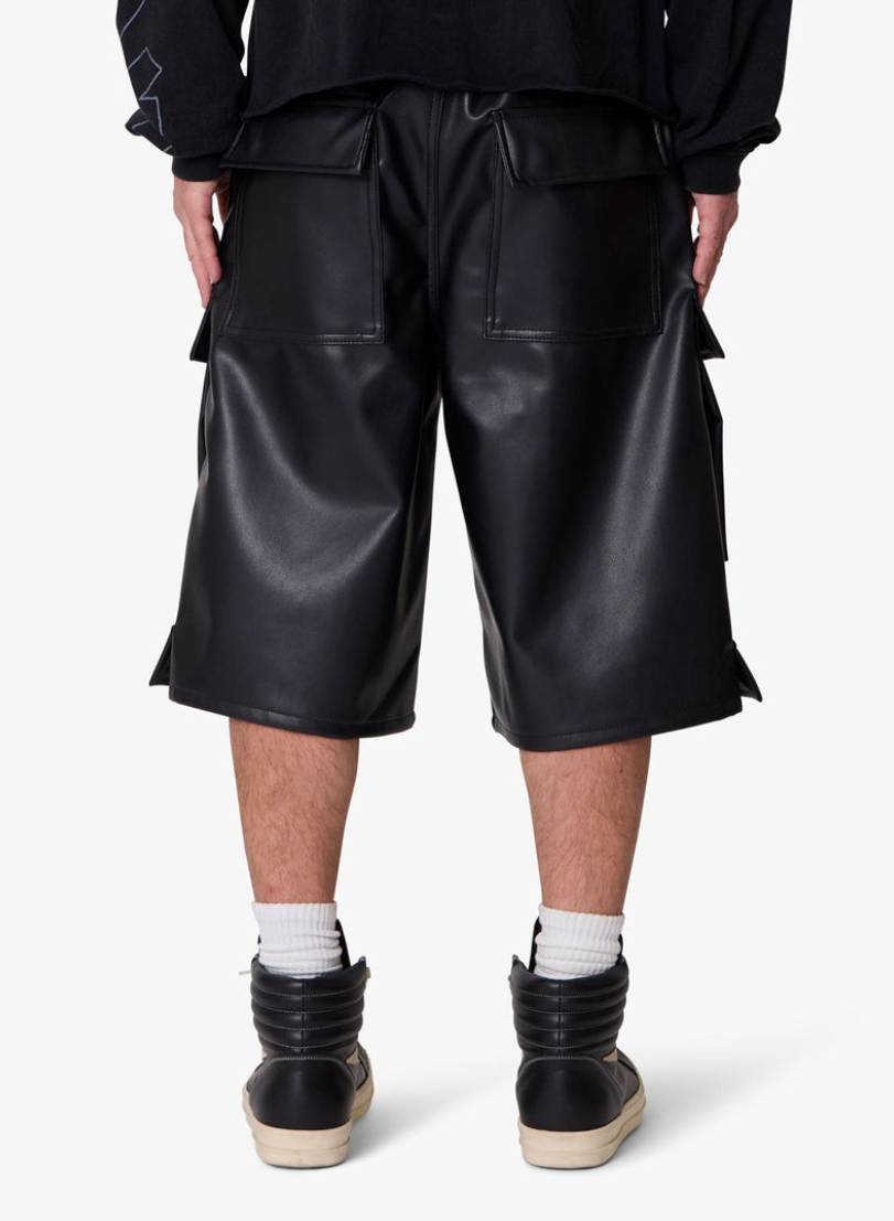 MNML - LEATHER RAVE CARGO SHORTS