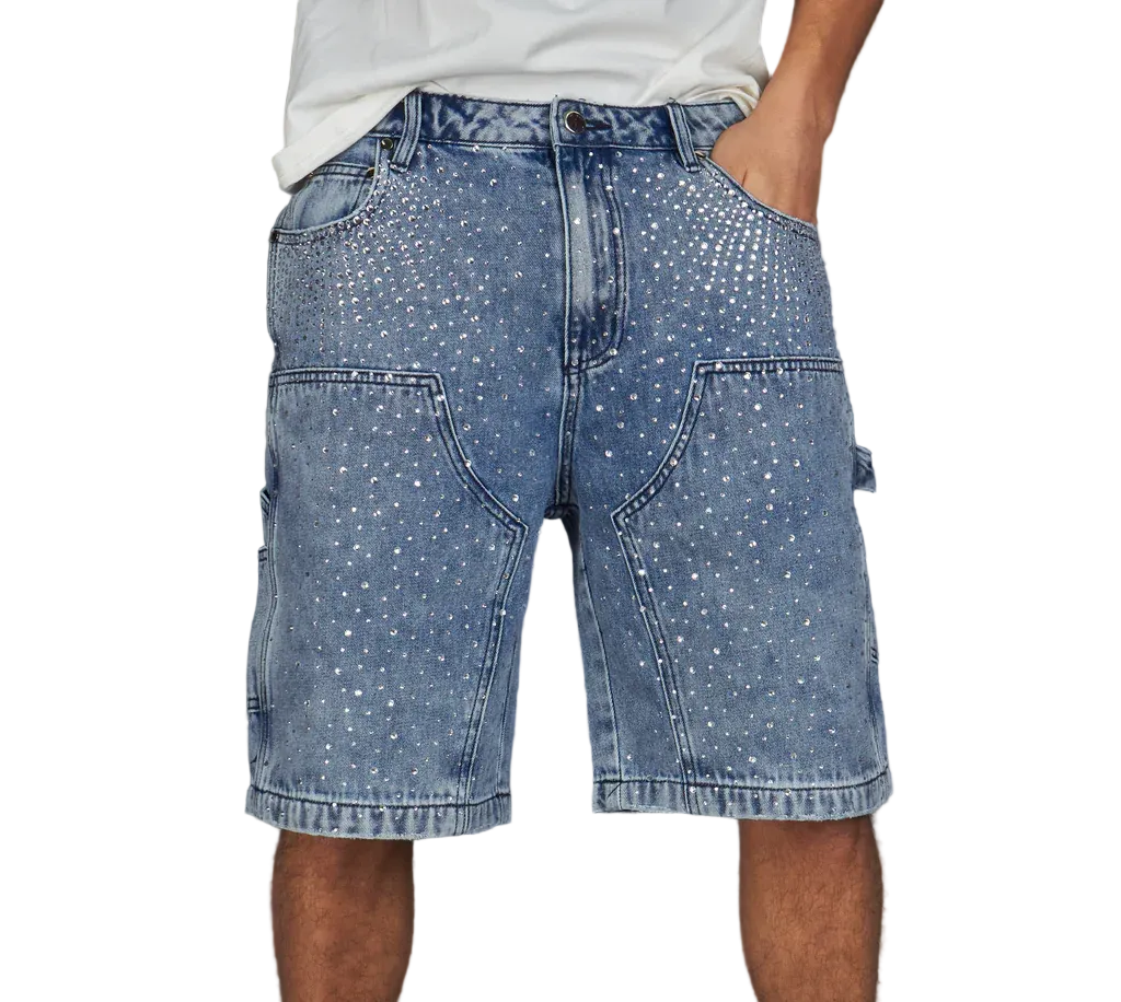 POLITICS - OSCAR RHINESTONE JEAN SHORTS