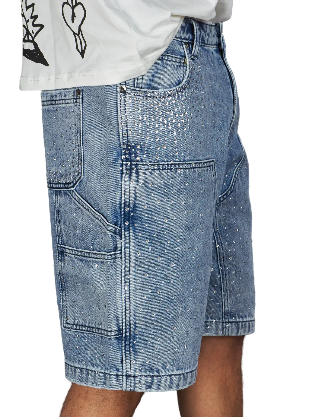 POLITICS - OSCAR RHINESTONE JEAN SHORTS