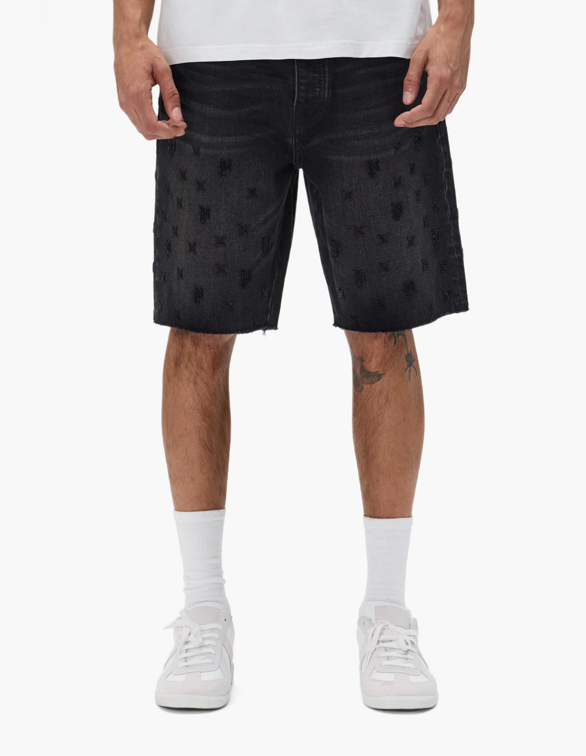 PURPLE - P059-BMWB BEADED MONOGRAM SHORTS