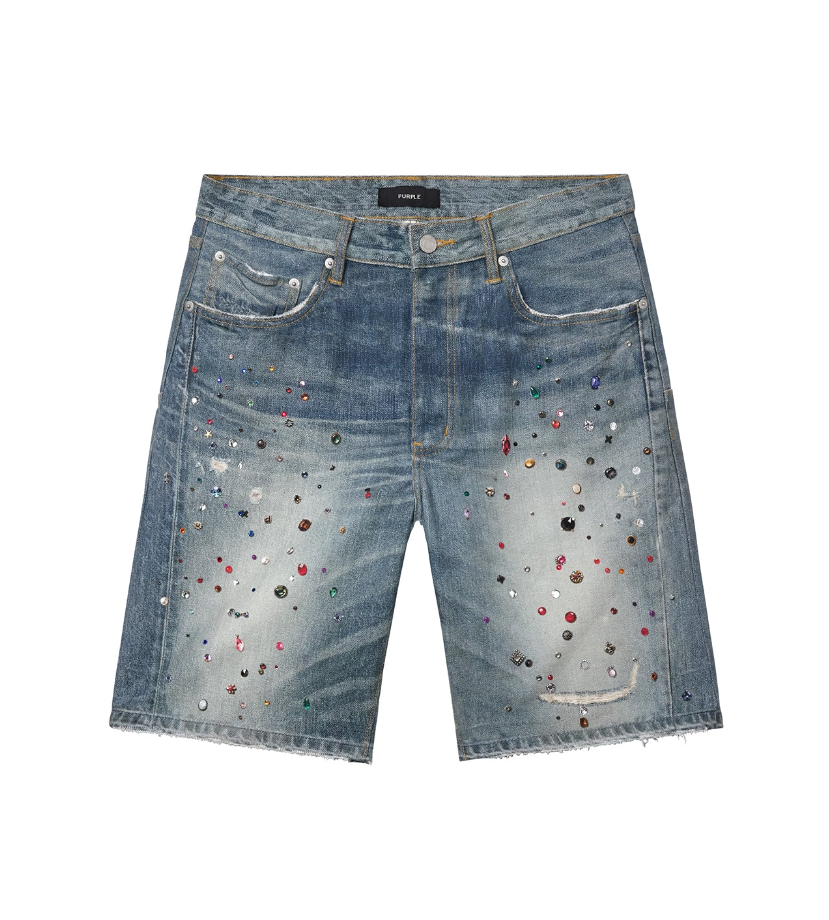 PURPLE - P059-CYWI JEWEL DENIM SHORTS