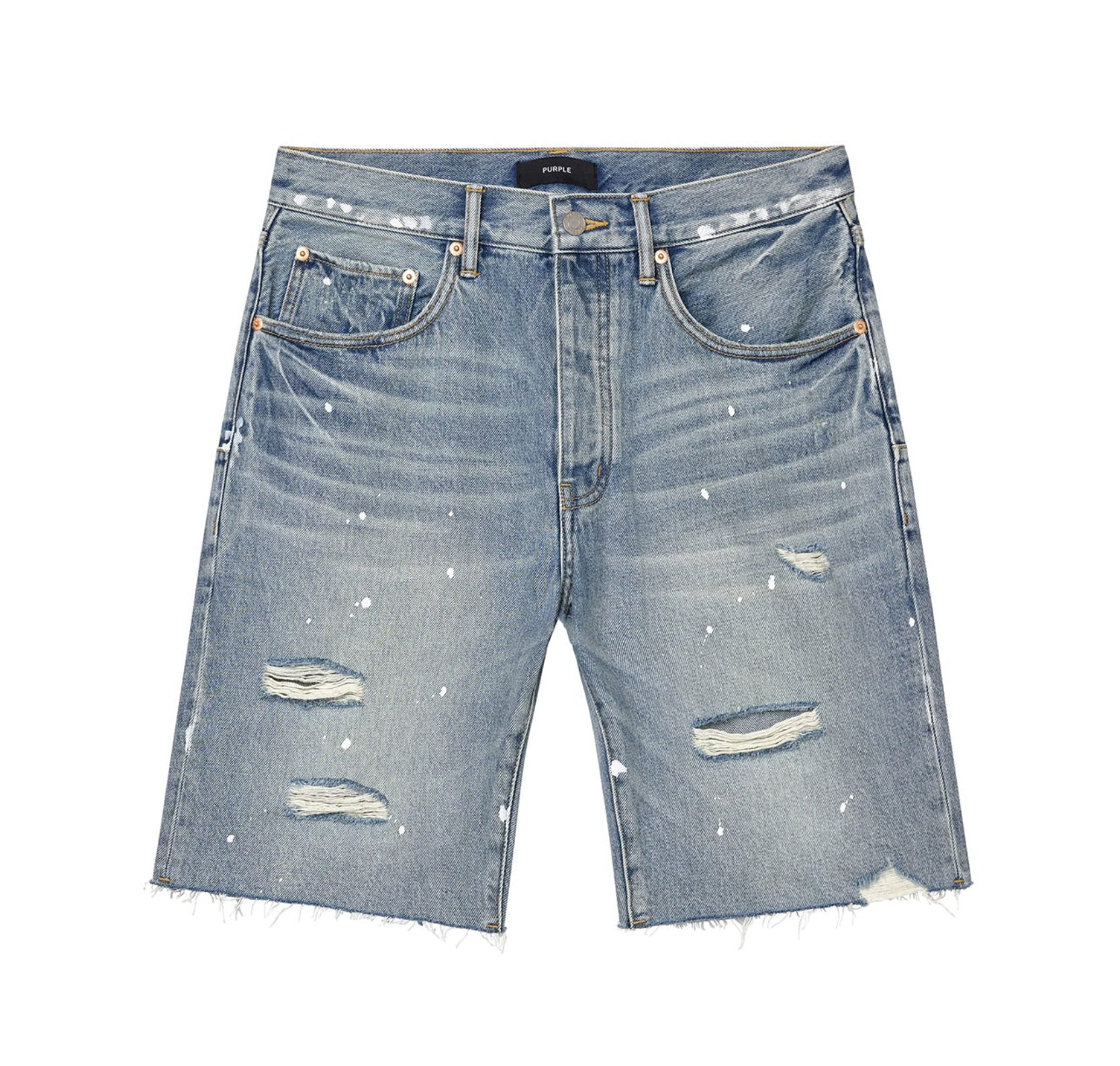 PURPLE - P059-LIPS PAINTERLY RIP DENIM SHORT