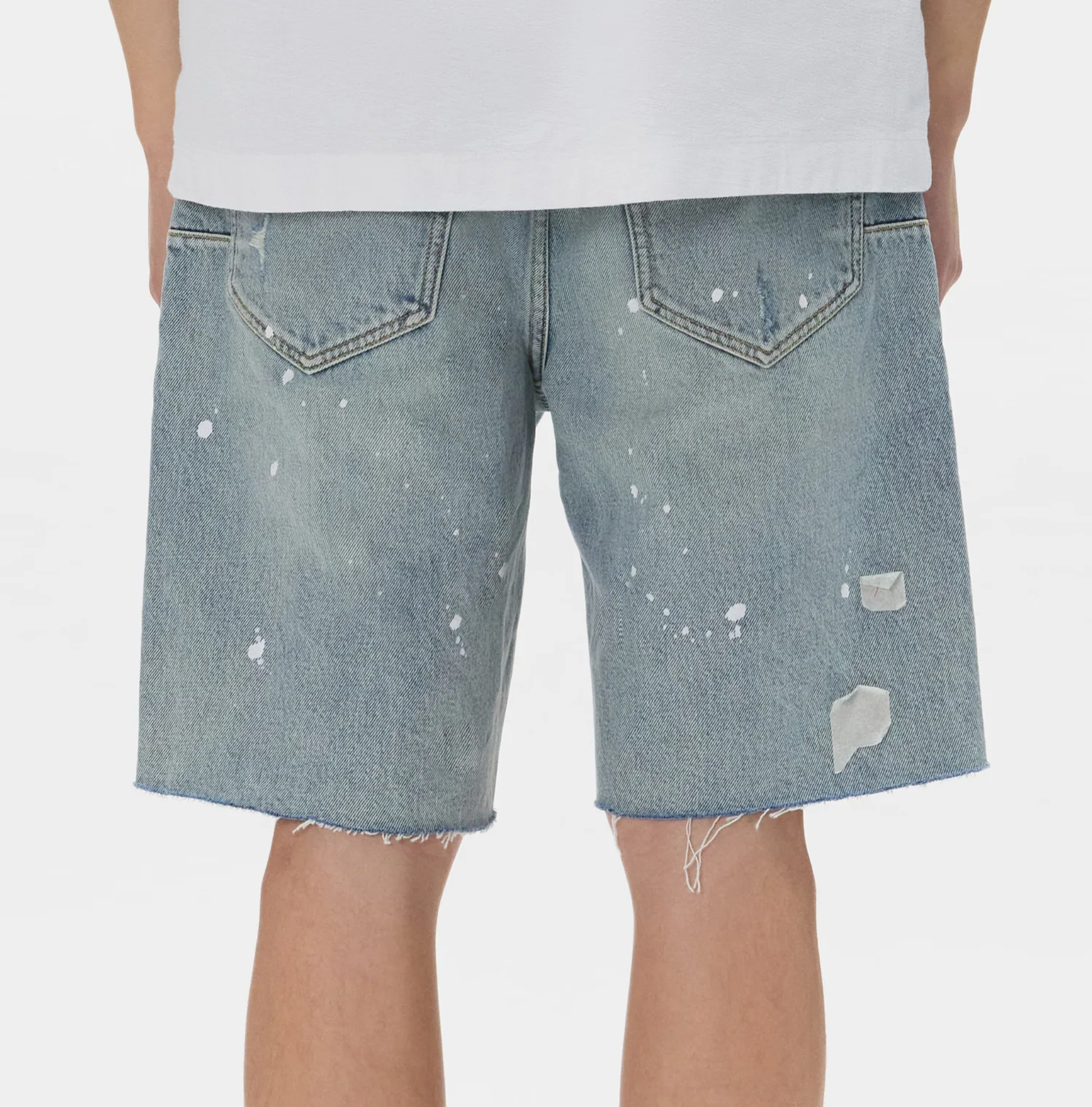 PURPLE - P059-LIPS PAINTERLY RIP DENIM SHORT