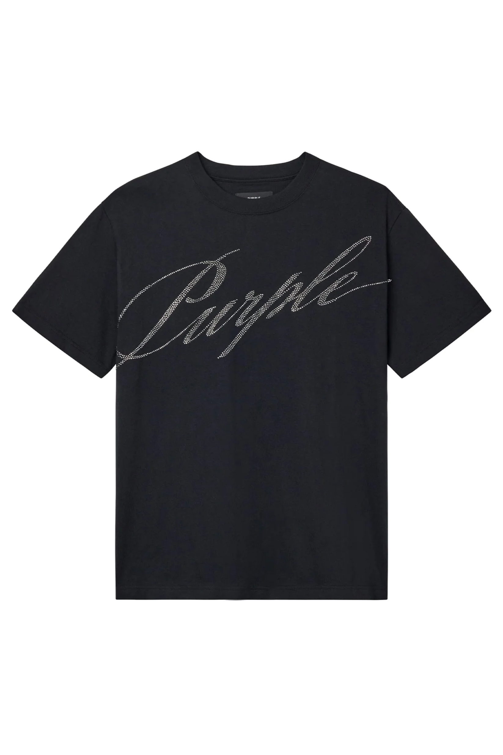 PURPLE - P117-HWBH CRYSTAL SLANTED SCRIPT TEE