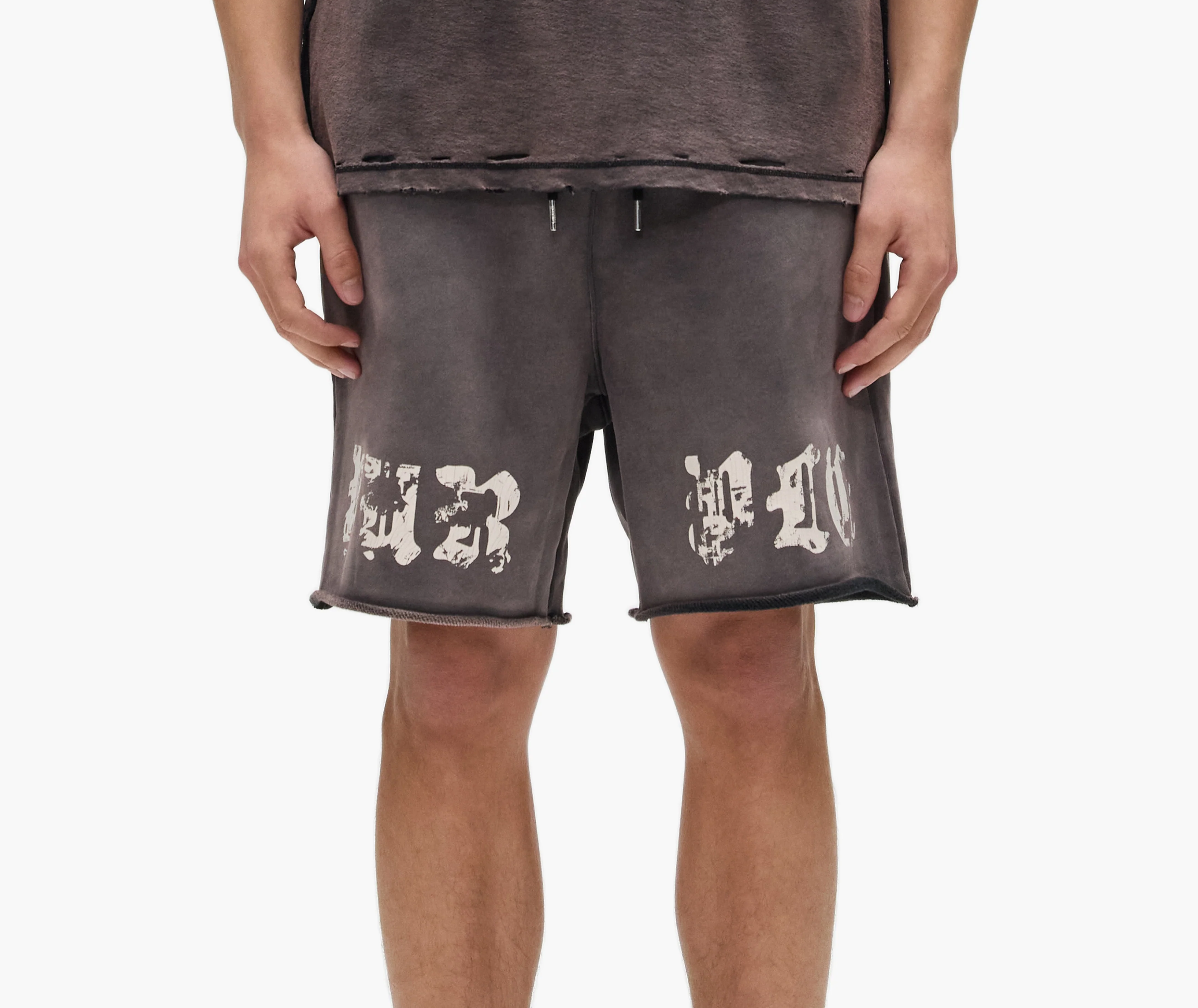 PURPLE - P446-HWSP WORN GOTHIC SHORTS