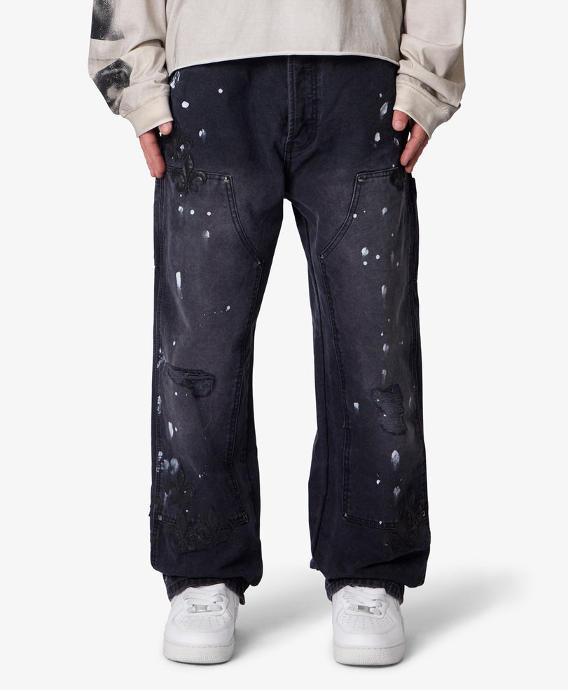 MNML - TORN FLEUR DOUBLE KNEE PANTS