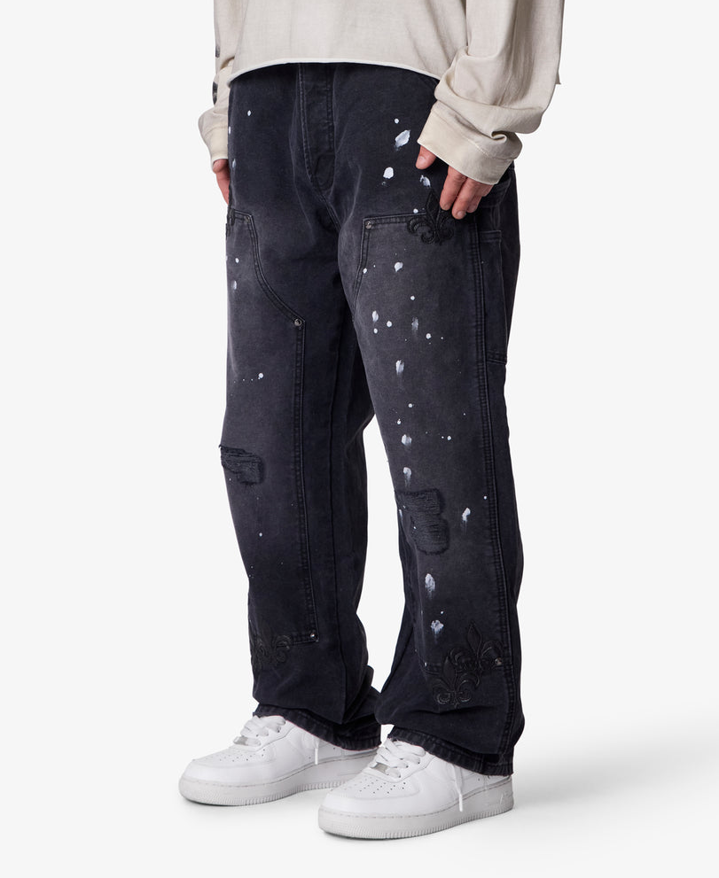 MNML - TORN FLEUR DOUBLE KNEE PANTS