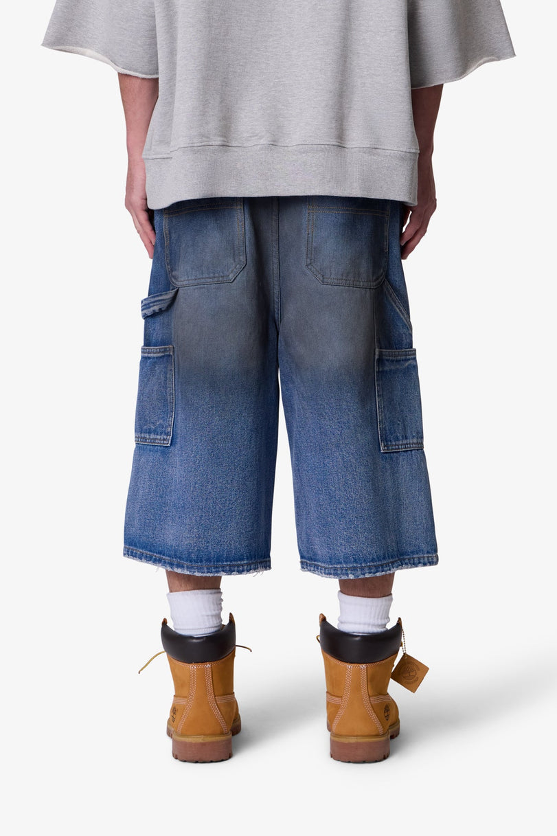 MNML - ULTRA BAGGY CARPENTER SHORTS - WASHED BLUE