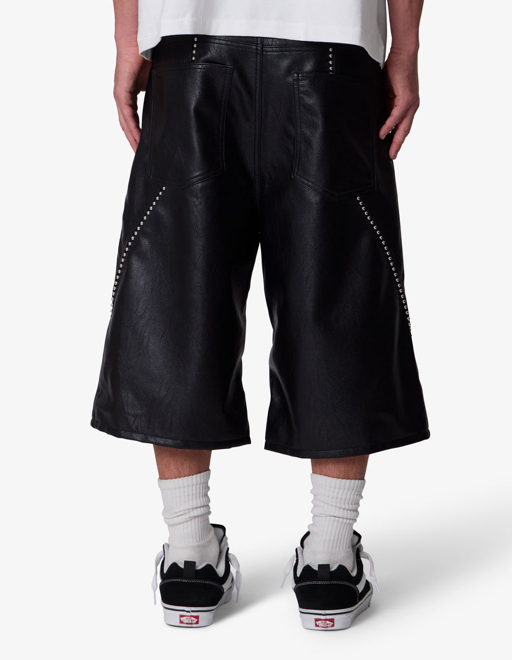 MNML - ULTRA BAGGY STUDDED LEATHER JORTS