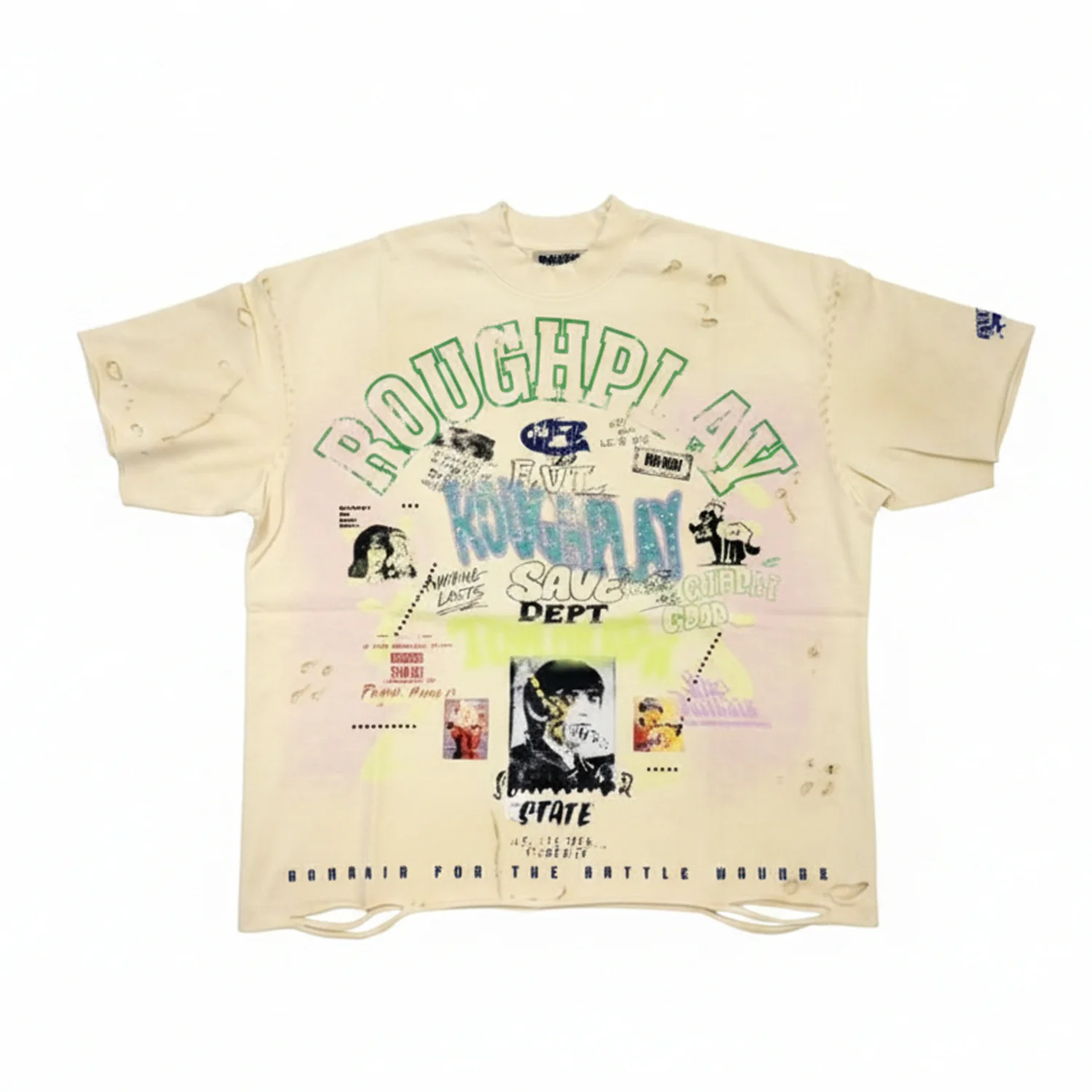 ROUGH PLAY - TAN AND GREEN TEE